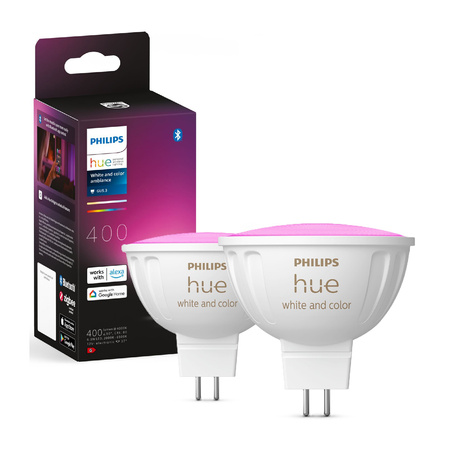 2PAK Żarówka LED MR16 6,3W CCT RGB PHILIPS HUE White & COLOR Ambiance Bluetooth Zigbee