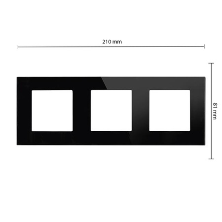 Ramka SZKLANA do gniazda czarna potrójna