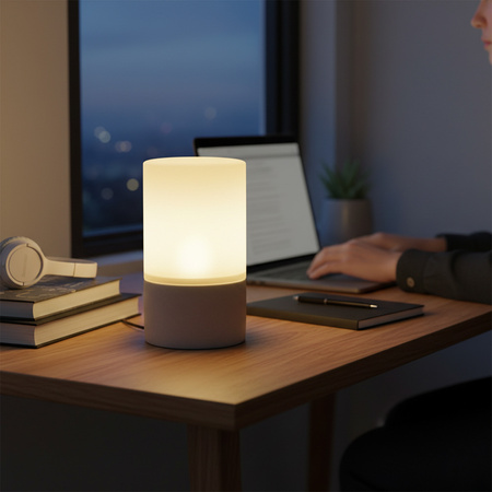 Lampa bateryjna ogrodowa latarenka ŚWIECA dekoracyjna LUKY szkło/beton GOLDLUX (Polux)