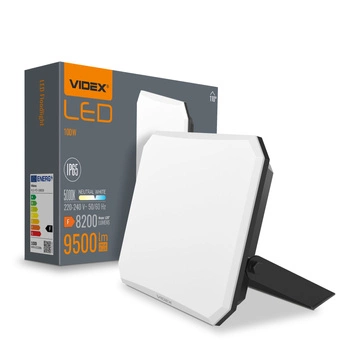 Naświetlacz LED 100W 9500lm 5000K Zimna Czarny z Mleczną Przesłoną Videx