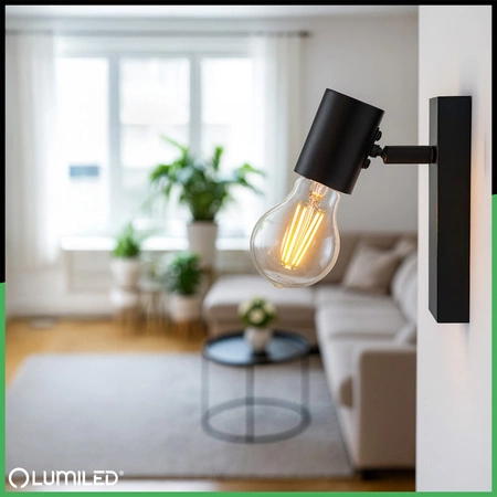 Lampa Ścienna Reflektor LED Sufitowa Ruchoma Kinkiet Spot E27 GLASA Czarna Lumiled