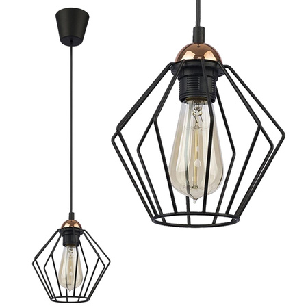 Lampa Sufitowa Wisząca GALAXY Zwis Czarno-Miedziana Industrialna E27 1642 TK Lighting