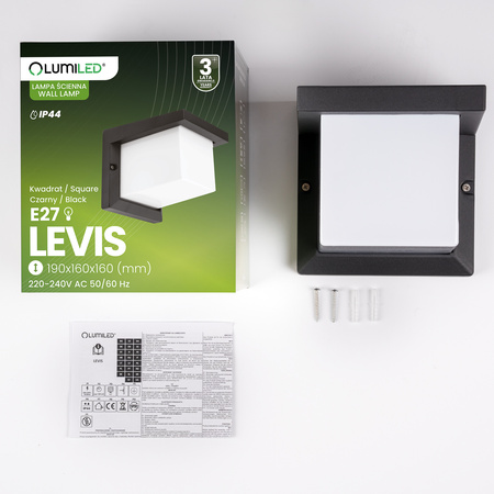 Lampa Ogrodowa Kinkiet Elewacyjny E27 Kwadratowy LEVIS LUMILED