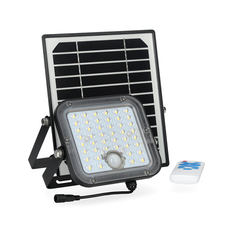 Naświetlacz LED Solarny Zewnętrzny Ogrodowy 10W 1500lm 4000K Neutralny 120° z Czujnikiem Ruchu i Zmierzchu IP65 Czarny MHCS Kobi