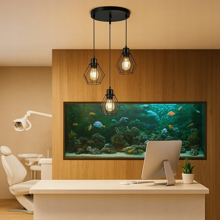 Lampa Sufitowa Oprawa Wisząca 3x E27 Czarna Otto Masterled