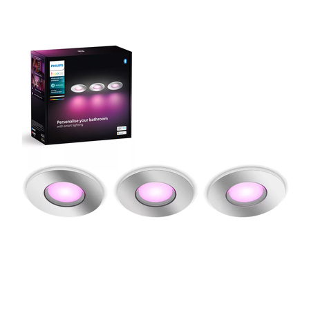 Oprawa Podtynkowa Wpuszczana Łazienkowa LED Xamento 3x 4.2W IP44 CCT RGB Okrągła PHILIPS HUE Bluetooth