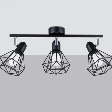 Lampa Sufitowa Listwa Oświetleniowa 3x E14 Żyrandol Geometryczna Geometryczna Czarna Nowoczesna Artemis Sollux