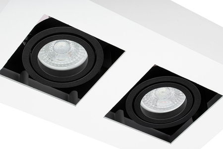 Oprawa Natynkowa HALOGENOWA Ruchoma 2x GU10 Prostokątna Biała 85mm NEMO