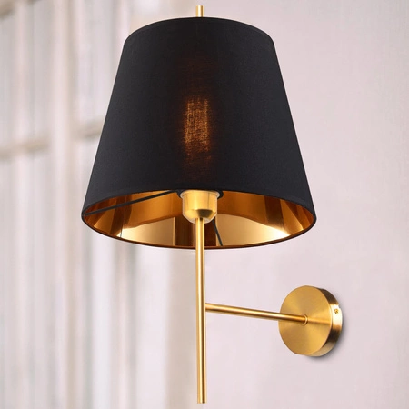 Kinkiet Ścienny Lampa Oprawa Natynkowa E27 Czarny Złoty ELENA Sanico Goldlux
