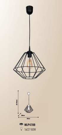 Lampa wisząca COLIN Czarna 1x E27 MILAGRO styl loft industrial metal