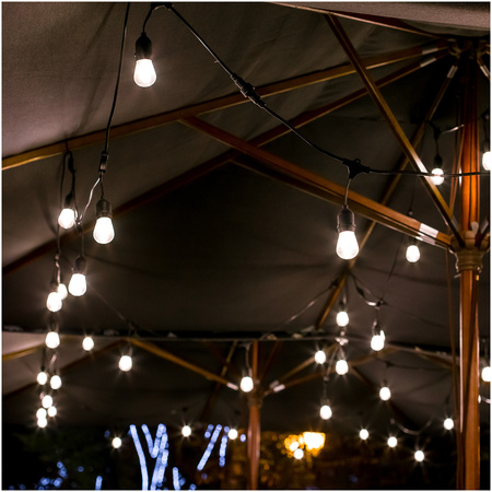 Girlanda Ogrodowa Zewnętrzna Łańcuch Świetlny 20W 1000lm 2700K Ciepła 20x E27 Czarna IP44 20m Mimosa Kobi