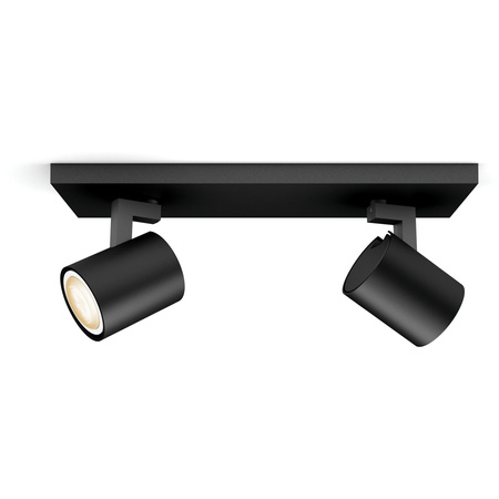 Lampa sufitowa Reflektor LED Spot Runner Czarny 2x4.2W CCT PHILIPS HUE Bluetooth Zigbee + Przełącznik Dimmer Switch