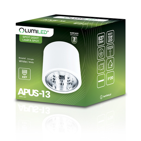 Oprawa Sufitowa Natynkowa Stała Okrągła APUS 13 Spot TUBA Biała E27