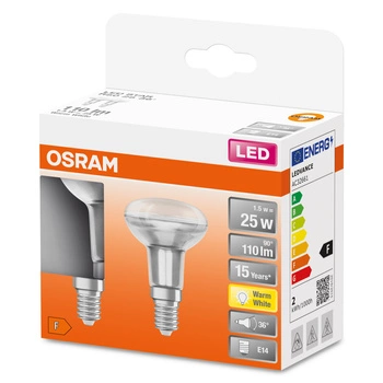 2PAK Żarówka LED E14 R50 1,5W = 25W 110lm 2700K Ciepła 36° OSRAM STAR