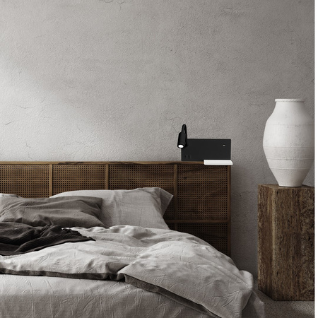 Lampka nocna ścienna z półką SHELF Czarna LED 4W + 5W + 2W Milagro