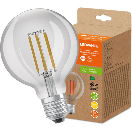 Żarówka LED E27 G95 4W = 60W 840lm 3000K Ciepła 320° Filament LEDVANCE Ultra Efficient