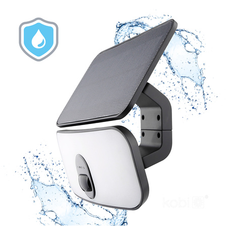 Naświetlacz LED Solarny Zewnętrzny Ogrodowy 13W 1400lm 4000K Neutralny 120° z Czujnikiem Ruchu i Zmierzchu IP65 IK03 Czarny Phoenix Kobi