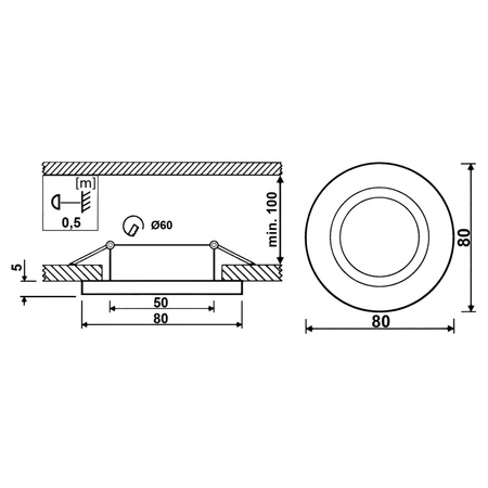 Oprawa HALOGENOWA Podtynkowa Stała Okrągła Satyna Blacha GU10 MR16