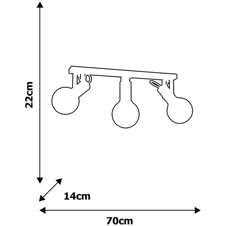 Reflektor spot ruchomy lampa sufitowa czarno-biało-złota MiLAGRO AURIS 3x E14