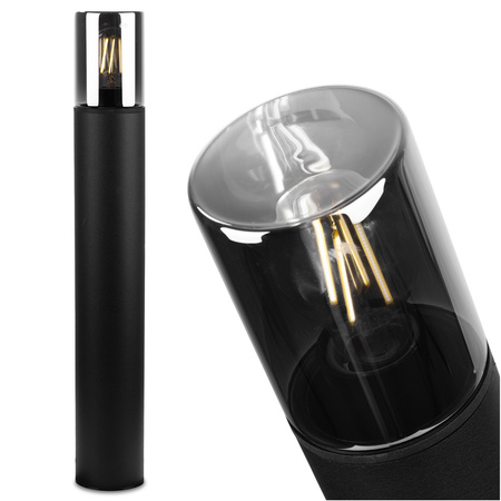 Lampa Ogrodowa Stojąca Zewnętrzna Słupek NA ŻARÓWKE E27 Czarna SZKŁO IP54 60 cm SALVIA LUMILED