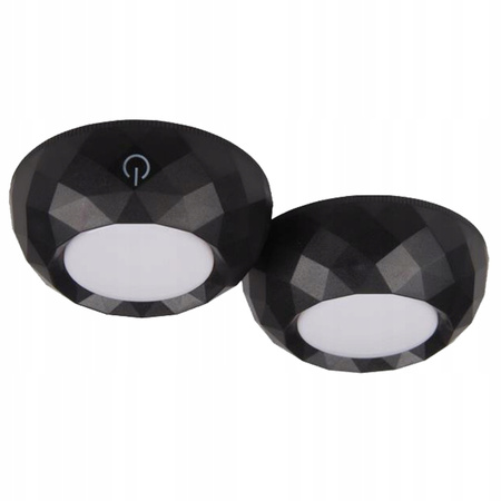 2x Lampka Podszafkowa LED Samoprzylepna Okrągła na Baterie 4000K 3xAAA Czarna