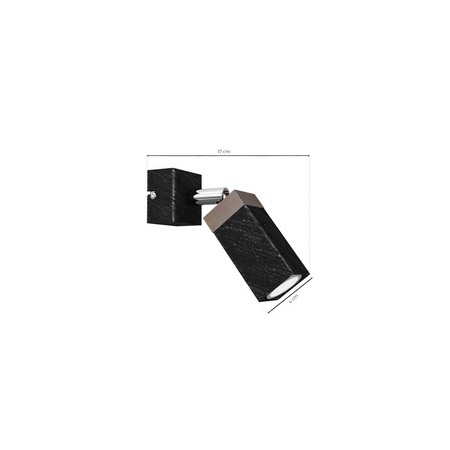 Lampa Ścienna Kinkiet SOLO SAWN Czarna Patyna Drewniana 1x mini GU10 Milagro