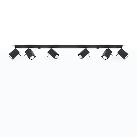 Lampa Sufitowa Oprawa Natynkowa 6x GU10 SPOT TUBA Reflektor Ruchoma Minimalistyczna Kwadratowa Czarna Nowoczesna Merida Sollux