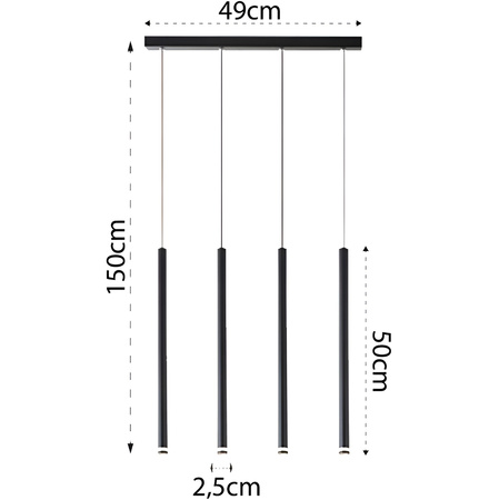 Lampa Wisząca Sufitowa PIERO 4xG9 Regulowana Czarna MASTERLED