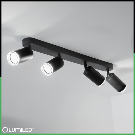 Lampa Sufitowa Reflektor LED Spot 4x GU10 IP44 ADERO Czarna Lumiled