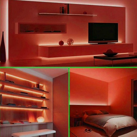 Taśma LED Pasek 12V COB 45W 480LED 2835 Czerwona 8mm 5m ECOLIGHT