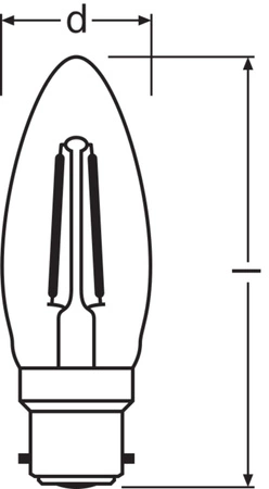 Żarówka LED B35 B22d 2.5W = 25W 250lm 2700K Ciepła Biała FILAMENT LEDVANCE
