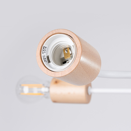 Lampa Sufitowa Żyrandol 8x E27 Naturalne Drewno Biała Timbo Peach Puff SL.1667 Sollux
