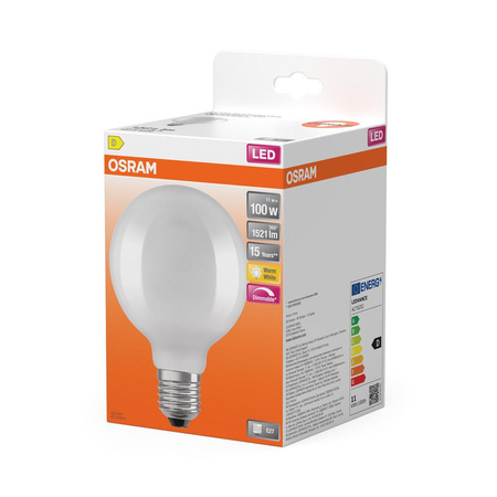Żarówka LED G95 Kula E27 11W = 100W 1521lm 2700K Ciepła 300° Ściemnialna STAR CLASSIC Osram