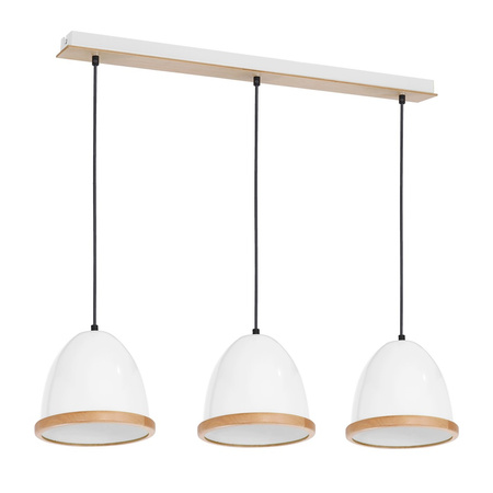 Lampa wisząca STUDIO 3xE27 Klasyczne Klosze Drewniane Wykończenie Biała MLP8850 Milagro Metal + Drewno