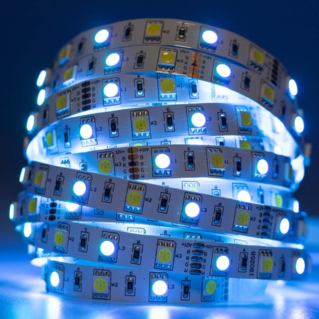 Taśma LED Pasek 12V 72W 300LED 5050 RGB + Zimna 10mm 5m