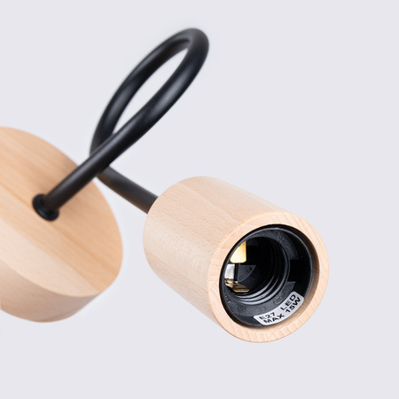 Lampa Ścienna Kinkiet 1x E27 Naturalne Drewno Czarna Ember Peach Puff SL.1476 Sollux
