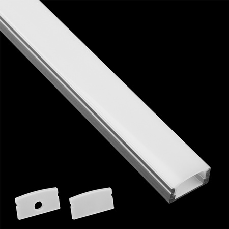 Profil Aluminiowy do LED KM36 Srebrny Natynkowy 2m + Przesłona mleczna + Zaślepki