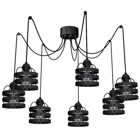Lampa Wisząca Sufitowa LARS Czarna 7xE27 Milagro