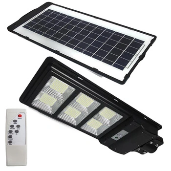 Lampa LED solarna uliczna czarna 270W 6000K zimna IP65 czujnik ruchu i zmierzchu + pilot