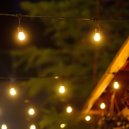 Girlanda Solarna Zewnętrzna Ogrodowa Łańcuch Świetlny 10x LED 2700K z Czujnikiem Zmierzchu Czarna IP44 PARTY Sanico Goldlux