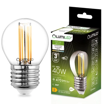 Żarówka LED E27 P40 Filament 4W = 40W 470lm 4000K Neutralna 360° LUMILED