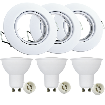 Zestaw 3x Oprawa halogenowa ruchoma GOLDLUX (Polux) okrągła biel + żarówka LED GU10 3,5W