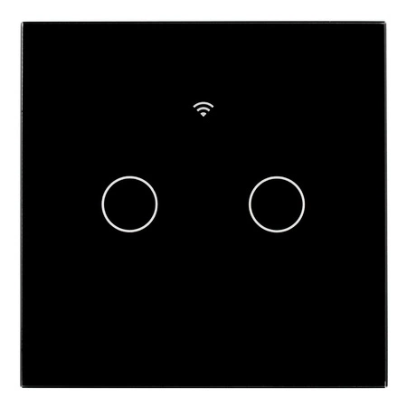 Włącznik szklany DOTYKOWY Wi-Fi LED czarny podwójny