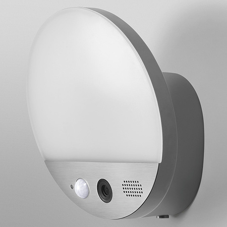 Lampa Ogrodowa Zewnętrzna Kinkiet Elewacyjny 15W 950lm 3000K Ciepła z Czujnikiem Ruchu i Światła Kamera HD Ściemnialna IP44 Szary SMART+ WiFi Camera Ledvance