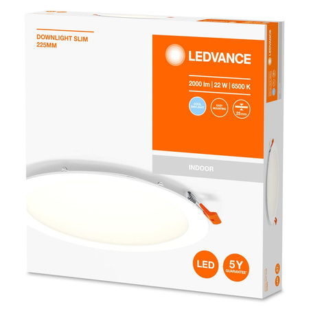 Panel LED Podtynkowy Oprawa Sufitowa DOWNLIGHT SLIM 22W 2000lm 6500K Zimna 22.5cm LEDVANCE