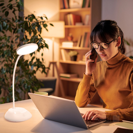 Lampka Biurkowa Stołowa LED 5W 200lm CCT 270° Akumulatorowa Biała Visua Kobi