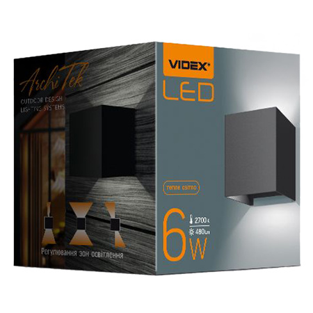 Kinkiet Ogrodowy Lampa Elewacyjna Zewnętrzna LED 6W 580lm 2700k Ciepła Czarna ERIC Videx