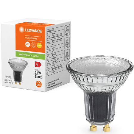 Żarówka LED GU10 7,9W = 51W 650lm 3000K Ciepła 120° DIM LEDVANCE 