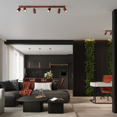 Lampa Wisząca Sufitowa Zwis Tuba Spot 3x GU10 Ochra Czerwona Karbon Deep Space SL.1632 Sollux