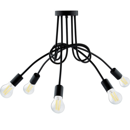 Lampa sufitowa NODUM SKRĘT czarny do LED 5x E27 LUMILED